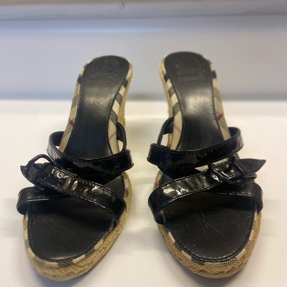 Burberry Black Patent Leather Espadrilles